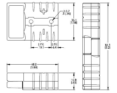 Kopplingsdon ALT 2P SB 50 A röd 16 mm² 6 AWG – 1
