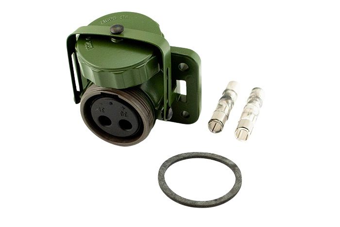 NATO-uttag, 2-poligt, 50 mm², grönt, skruvlock, 24 V – 1