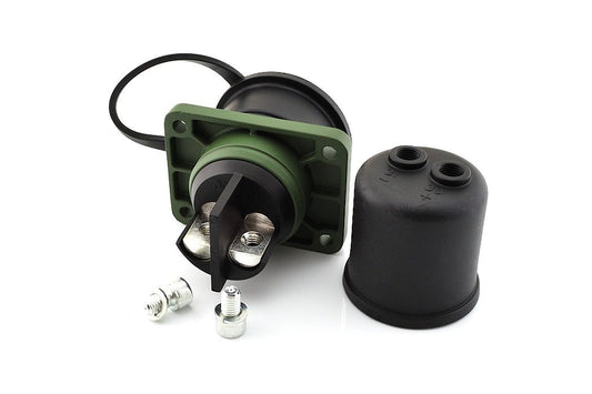 NATO-uttag, 2-poligt, infällt, metall + kåpa, 24 V – 1