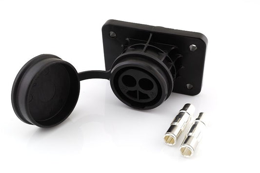NATO-uttag, 2-poligt, infällt, plast, svart + lock, 24 V – 1