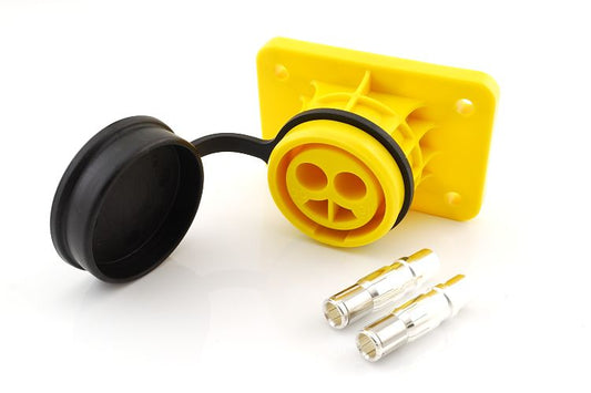 NATO-uttag, 2-poligt, infällt, plast, gult + lock, 24 V – 1